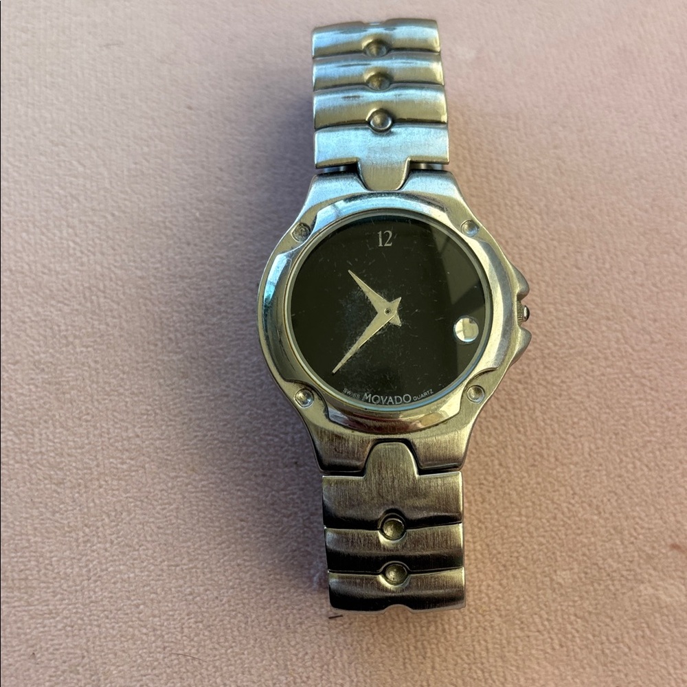 Movado museum men’s Black and Silver